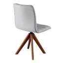 Ver imagem 4 de Cadeira Giratória com Assento Estofado e Base em Madeira Maciça – Chanel Exclusiva Linho Alumínio