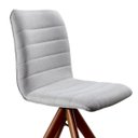 Ver imagem 2 de Cadeira Giratória com Assento Estofado e Base em Madeira Maciça – Chanel Exclusiva Linho Alumínio