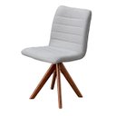 Ver imagem 3 de Cadeira Giratória com Assento Estofado e Base em Madeira Maciça – Chanel Exclusiva Linho Alumínio