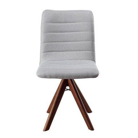 Cadeira Giratória com Assento Estofado e Base em Madeira Maciça – Chanel Exclusiva Linho Alumínio