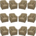 Ver imagem 3 de Kit 12 Poltronas Mila Pé de Plástico Cromado - Nude Suede