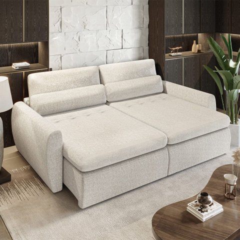 Sofá Cama Orgânico Multifuncional Charlie 2,10m com Almofadas Soltas Conforto Anatômico Off White