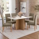 Ver imagem 1 de Conjunto de Jantar Mesa Isa Vidro Retangular 160cm e 6 Cadeiras Estofadas Elegance Caramelo Amarelo/Mel