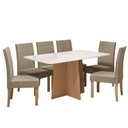 Ver imagem 2 de Conjunto de Jantar Mesa Isa Vidro Retangular 160cm e 6 Cadeiras Estofadas Elegance Caramelo Amarelo/Mel