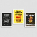 Ver imagem 2 de Kit 3 Quadros Hambúrguer Frases 24x18cm:Madeira branca