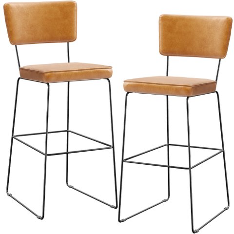 Kit 2 Banquetas Altas Cozinha Sala Jantar Base em Aço Fixa Allana L02 Couríssimo Whisky - Lyam