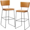 Ver imagem 1 de Kit 2 Banquetas Altas Cozinha Sala Jantar Base em Aço Fixa Allana L02 Couríssimo Whisky - Lyam