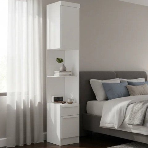 Módulo Mesa Cabeceira 2 Portas e 1 Gaveta Infinity Branco/Line
