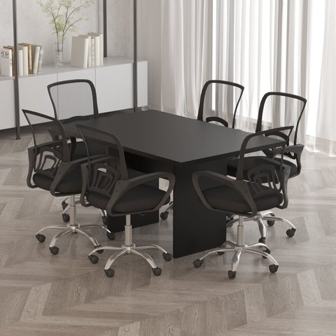 Mesa para Reunião 6 Lugareso 136cm x 90cm Preto