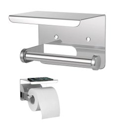 Suporte Papel Higienico Inox Banheiro Lavabo Prateleira Apoio Objeto Celular Parede Resistente Multi - 1