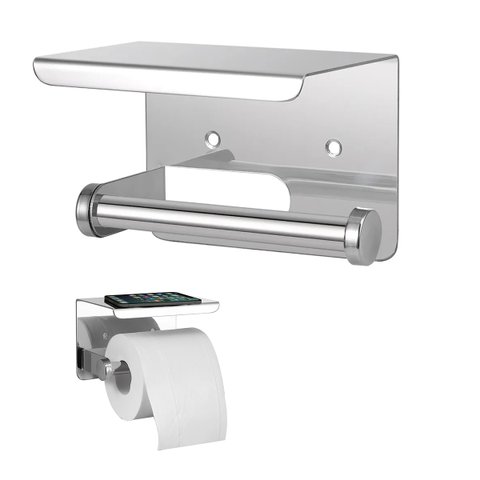 Suporte Papel Higienico Inox Banheiro Lavabo Prateleira Apoio Objeto Celular Parede Resistente Multi