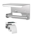Ver imagem 1 de Suporte Papel Higienico Inox Banheiro Lavabo Prateleira Apoio Objeto Celular Parede Resistente Multi