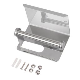 Suporte Papel Higienico Inox Banheiro Lavabo Prateleira Apoio Objeto Celular Parede Resistente Multi - 8