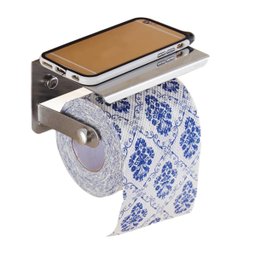 Suporte Papel Higienico Inox Banheiro Lavabo Prateleira Apoio Objeto Celular Parede Resistente Multi - 2