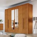 Ver imagem 4 de Guarda Roupa Casal New Messina 6 Portas 8 Gavetas com Espelho Cinamomo - Novo Horizonte