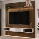Ver imagem 1 de Painel para TV Até 75 Polegadas Ripado Pinho/Off White - Pnr Móveis