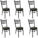 Ver imagem 1 de Kit 6 Cadeiras de Cozinha Redonda com Reforço Preta Assento Grosso Preto