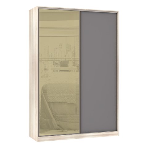 Guarda-roupa Solteiro Luciane 2 Portas de Correr 3 Gavetas Prime Plus Alumínio com Vidro 8 Cm