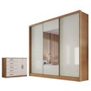 Ver imagem 1 de Guarda Roupa Casal Medelim com Espelho e Cômoda Seul Cumaru 25 Fendi - Novo Horizonte