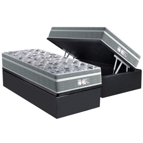 Cama Box Baú Solteiro: Colchão Molas Ensacadas Probel MasterPocket ProDormir Evolution + Base CRC