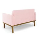 Ver imagem 7 de Poltrona Namoradeira Decorativa Isabella Pés Fixo em Madeira Castanho Suede Rosa Bebê G19 - Gran Bel