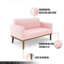Ver imagem 3 de Poltrona Namoradeira Decorativa Isabella Pés Fixo em Madeira Castanho Suede Rosa Bebê G19 - Gran Bel