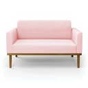 Ver imagem 6 de Poltrona Namoradeira Decorativa Isabella Pés Fixo em Madeira Castanho Suede Rosa Bebê G19 - Gran Bel