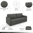 Ver imagem 3 de Sofá-cama Decorativo Retrátil Thanos 2 Lugares 192cm Linho Grafite G45 - Gran Belo