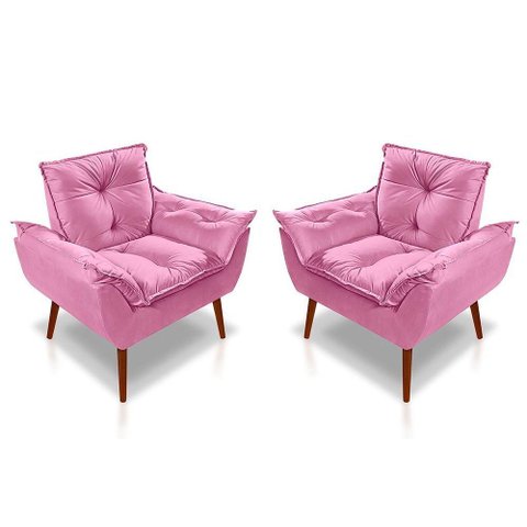 Kit C- 02 Poltronas Opala Luxo Suede Rose