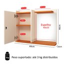 Ver imagem 6 de Espelheira de Banheiro Armarinho Suspenso 1 Porta Prateleira Organizadora Madri - Off White/ Cinamom