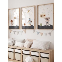 Kit 3 Quadros Decorativos Infantil Astronauta Espaço No1 - 1