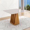 Ver imagem 2 de Mesa de Madeira Orquestra 90 Cm com Vidro Naturalle/off White - Móveis Bechara