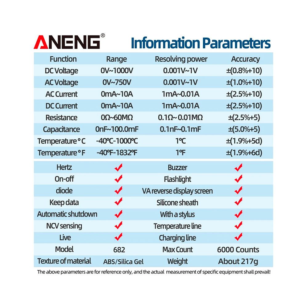 Multímetro Digital Aneng 683 Pro Touch Screen Recarregável - Ac2956 - 5