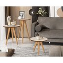 Ver imagem 1 de Kit 3 Mesas Sala Retrô Pés Palito, Centro, Lateral e Apoio Georgia - Off White / Freijo - Comprar Mo