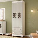 Ver imagem 1 de Guarda-roupa Infantil 62cm 2 Portas com Vidro e 2 Gavetas Fofura Multimóveis Mp4481 Branco/off