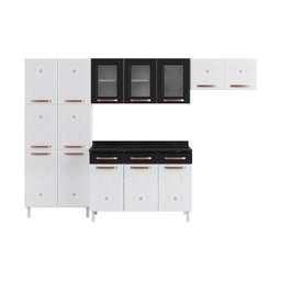 Cozinha de Aço Completa com Balcão Regina Multimóveis Glass CR6140 Branco/Preto - 2