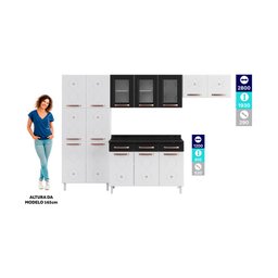 Cozinha de Aço Completa com Balcão Regina Multimóveis Glass CR6140 Branco/Preto - 3