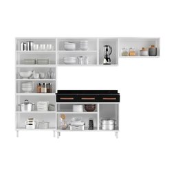 Cozinha de Aço Completa com Balcão Regina Multimóveis Glass CR6140 Branco/Preto - 4