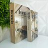 Conjunto decorativo livros de papelão marrom estampa moderna - 4