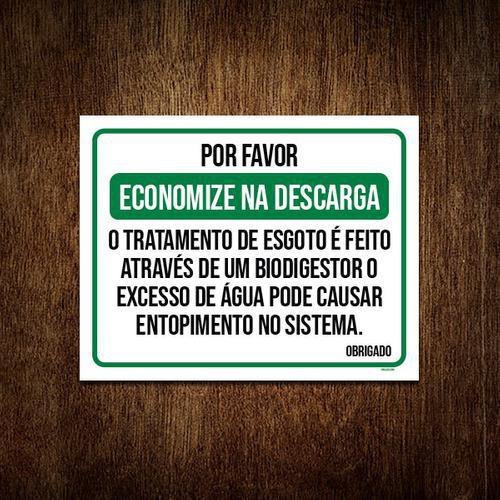 Placa Sinalização - Economize Na Descarga Biodigestor 27X35