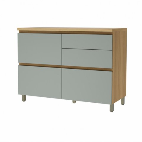 Balcão Modular 1 Porta Basculante 4 Gavetas Nesher Rainha 120cm 100 Mdf