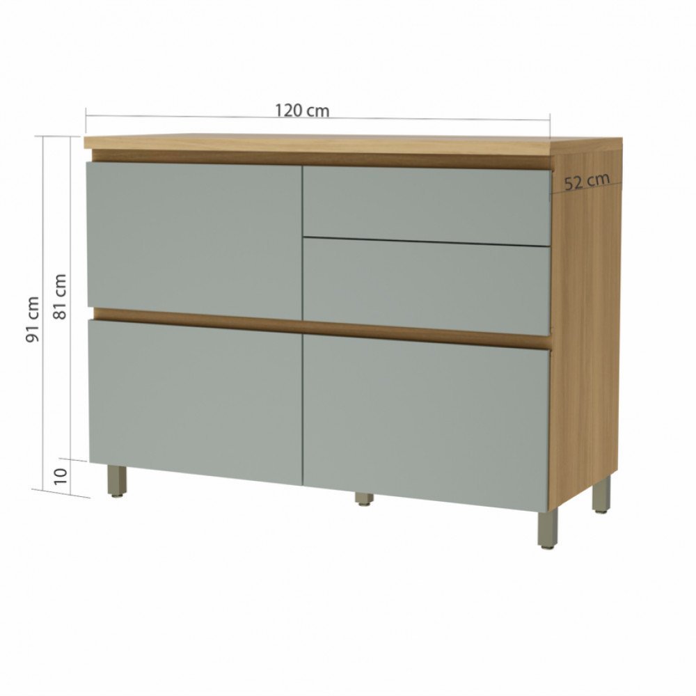 Balcao 1 Porta Basculante 4 Gavetas Nesher Rainha 120cm 100 Mdf - 2