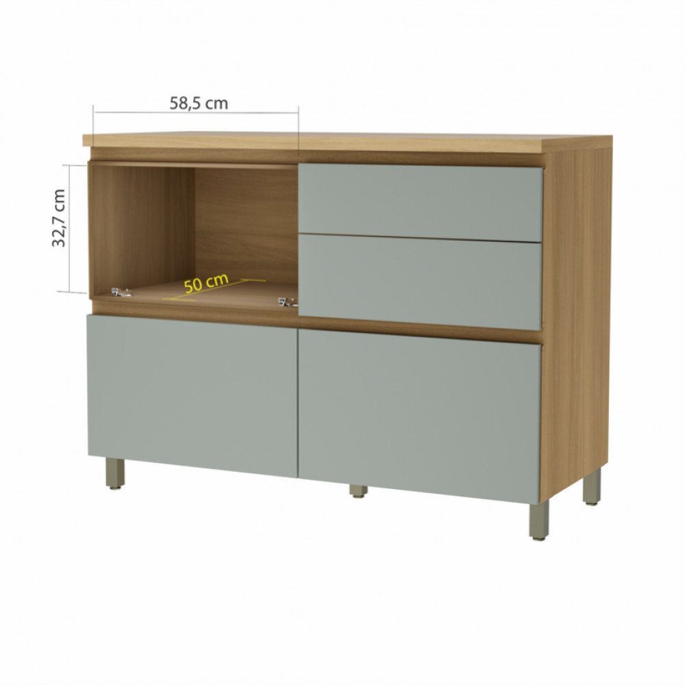 Balcao 1 Porta Basculante 4 Gavetas Nesher Rainha 120cm 100 Mdf - 3