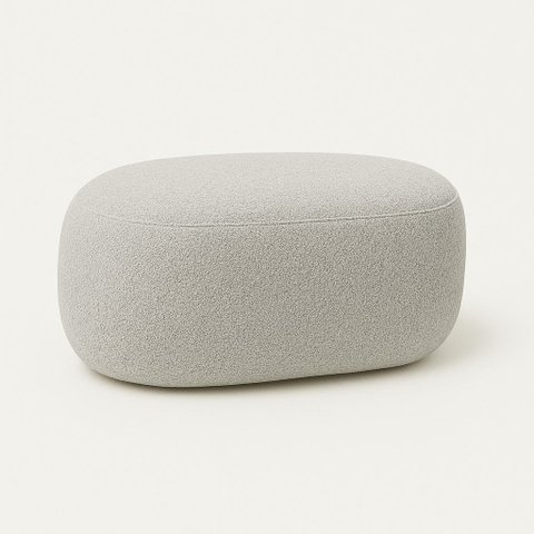 Banco Puff Cinza Estilo Moderno Sala Contemporânea Tecido Blouclé