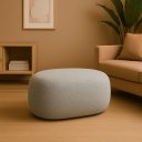 Ver imagem 3 de Banco Puff Cinza Estilo Moderno Sala Contemporânea Tecido Blouclé