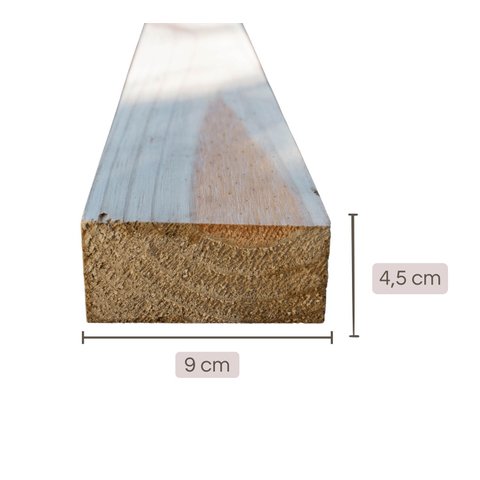 Caibro Aplainado para Pergolado/móveis/telhado de Pinus Tratado 4,5x9x150 Centímetros - Natural Únic