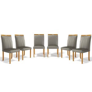 Kit com 6 Cadeiras Maiara Madeira Maciça Estofadas para Mesa de Jantar Veludo Chumbo 109