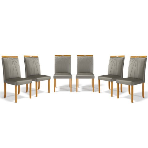 Kit com 6 Cadeiras Maiara Madeira Maciça Estofadas para Mesa de Jantar Veludo Chumbo 109