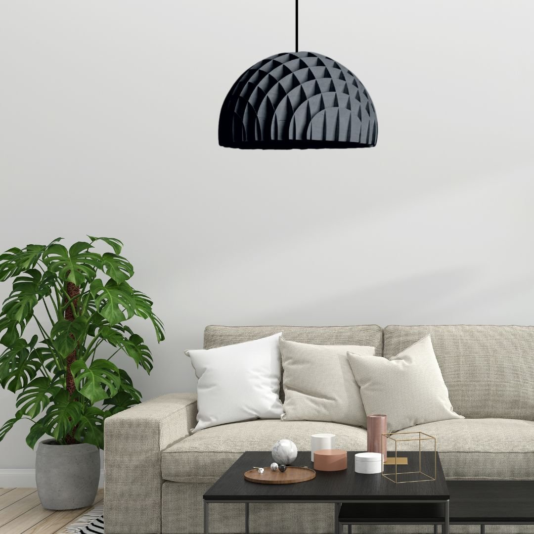 Luminária Teto tipo Pendente COLMÉIA MDF - Completa - Cor: Preta - 2