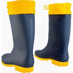 Bota Pvc 41/42 Azul/amarela Cano Médio Polaina sem Forro Vonder - 2